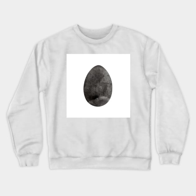 Flat Easter egg symbol. Cooking and food sign. Bird eggshell logo. Monochrome black-white watercolor isolated on white. Design for background, cover and packaging, Easter and food illustration, greeting card. Crewneck Sweatshirt by Olesya Pugach